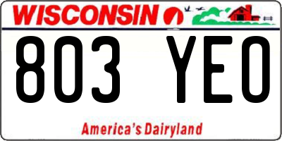 WI license plate 803YEO