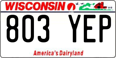 WI license plate 803YEP