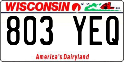 WI license plate 803YEQ