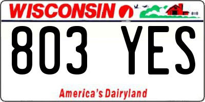WI license plate 803YES
