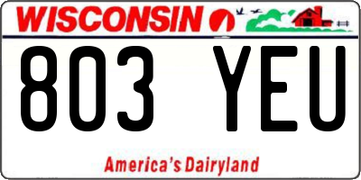 WI license plate 803YEU