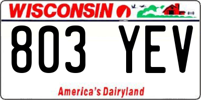 WI license plate 803YEV