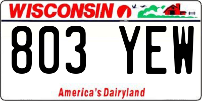 WI license plate 803YEW