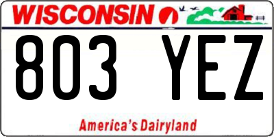 WI license plate 803YEZ