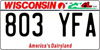 WI license plate 803YFA