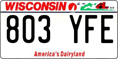 WI license plate 803YFE