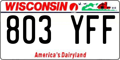WI license plate 803YFF