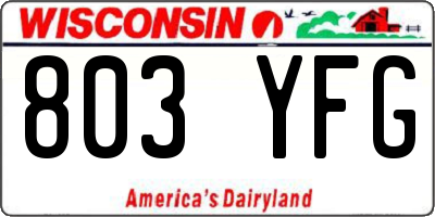 WI license plate 803YFG