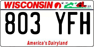 WI license plate 803YFH
