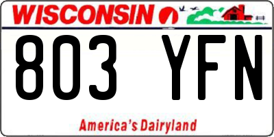 WI license plate 803YFN