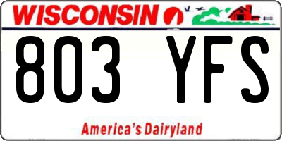 WI license plate 803YFS