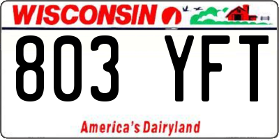 WI license plate 803YFT