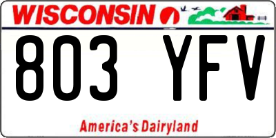 WI license plate 803YFV