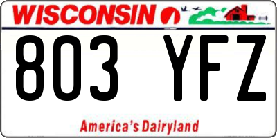 WI license plate 803YFZ