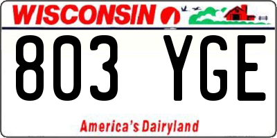 WI license plate 803YGE