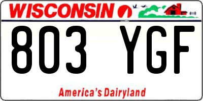 WI license plate 803YGF