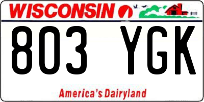 WI license plate 803YGK