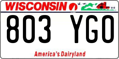 WI license plate 803YGO