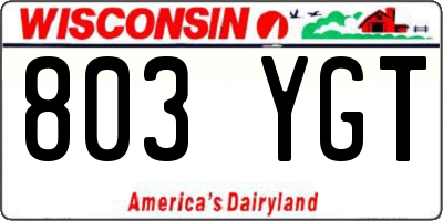 WI license plate 803YGT