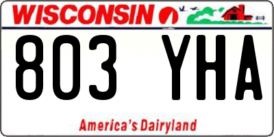 WI license plate 803YHA