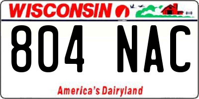 WI license plate 804NAC