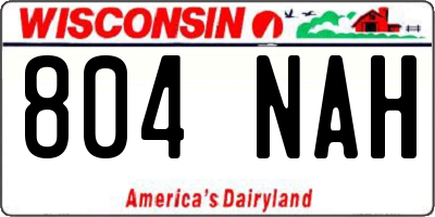 WI license plate 804NAH