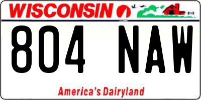 WI license plate 804NAW