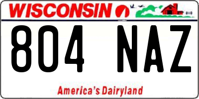 WI license plate 804NAZ
