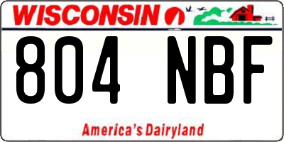 WI license plate 804NBF