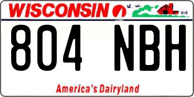 WI license plate 804NBH