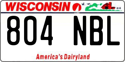 WI license plate 804NBL