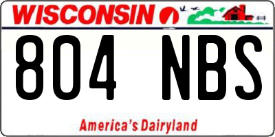 WI license plate 804NBS