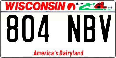 WI license plate 804NBV