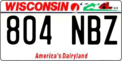 WI license plate 804NBZ
