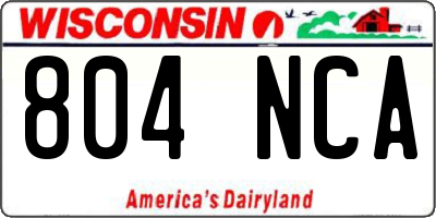 WI license plate 804NCA