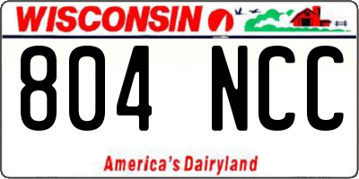 WI license plate 804NCC