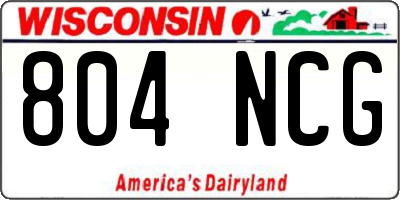 WI license plate 804NCG