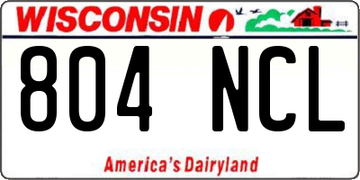 WI license plate 804NCL
