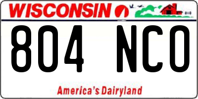 WI license plate 804NCO