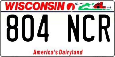 WI license plate 804NCR