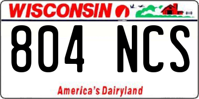 WI license plate 804NCS