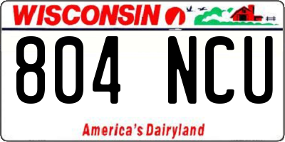WI license plate 804NCU