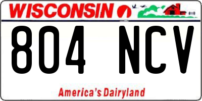 WI license plate 804NCV