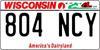 WI license plate 804NCY