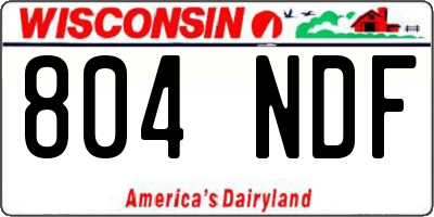 WI license plate 804NDF