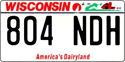WI license plate 804NDH