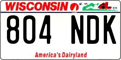 WI license plate 804NDK