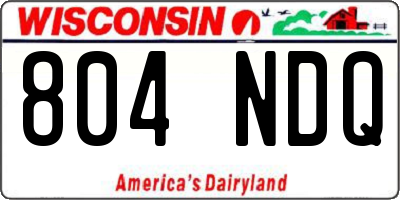 WI license plate 804NDQ