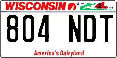 WI license plate 804NDT