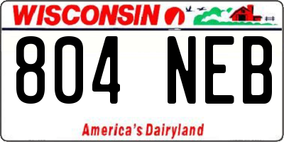 WI license plate 804NEB
